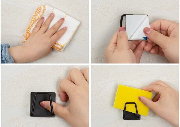 4x Support auto-adhesif pour éponge et serviette